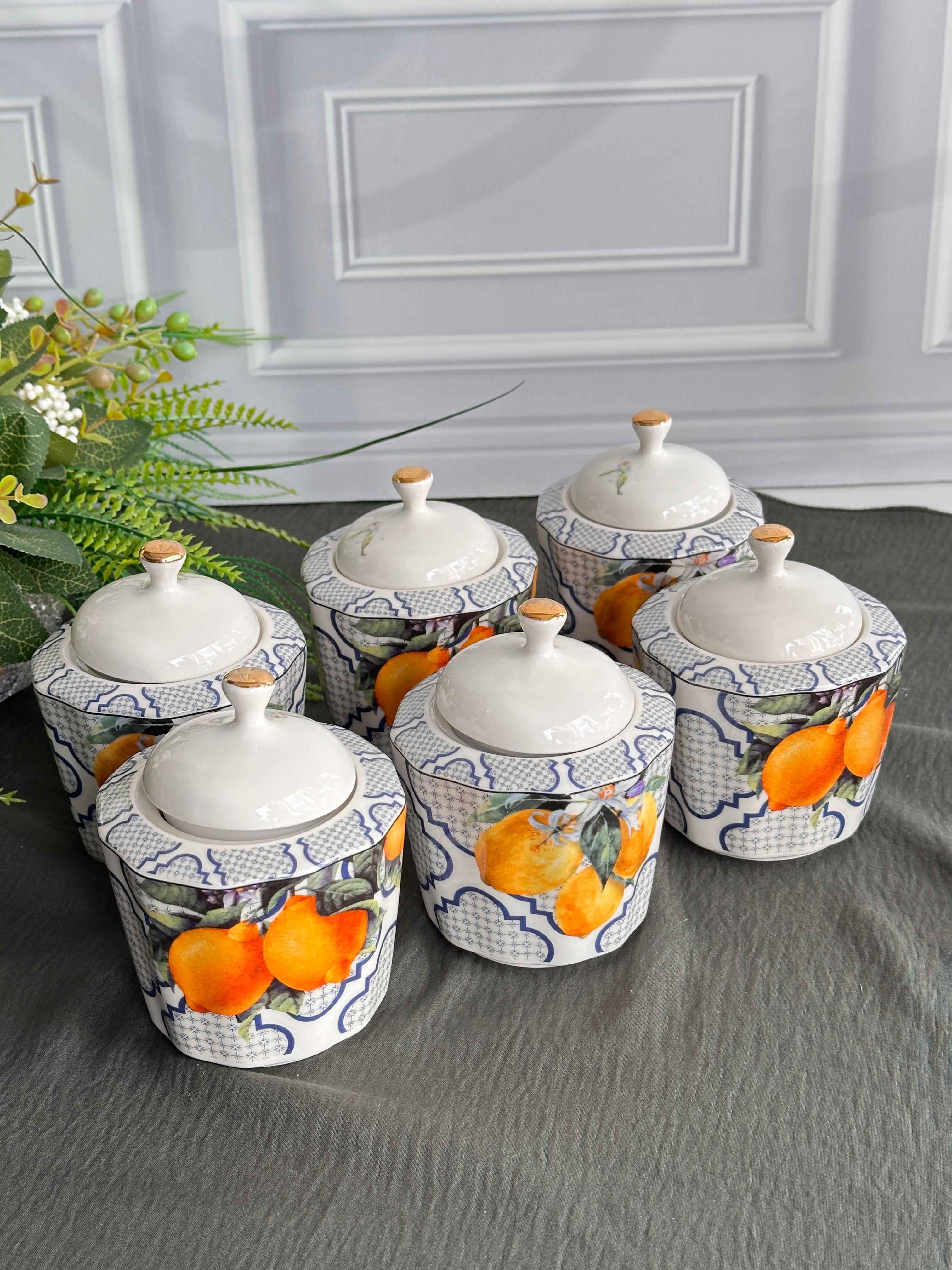 Lemons 6'Lı Porselen Kavanoz Seti