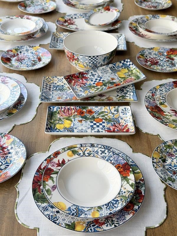 Porselen Kahvaltı ve Yemek Takımı 33 Parça 6 Kişilik Italy Garden 