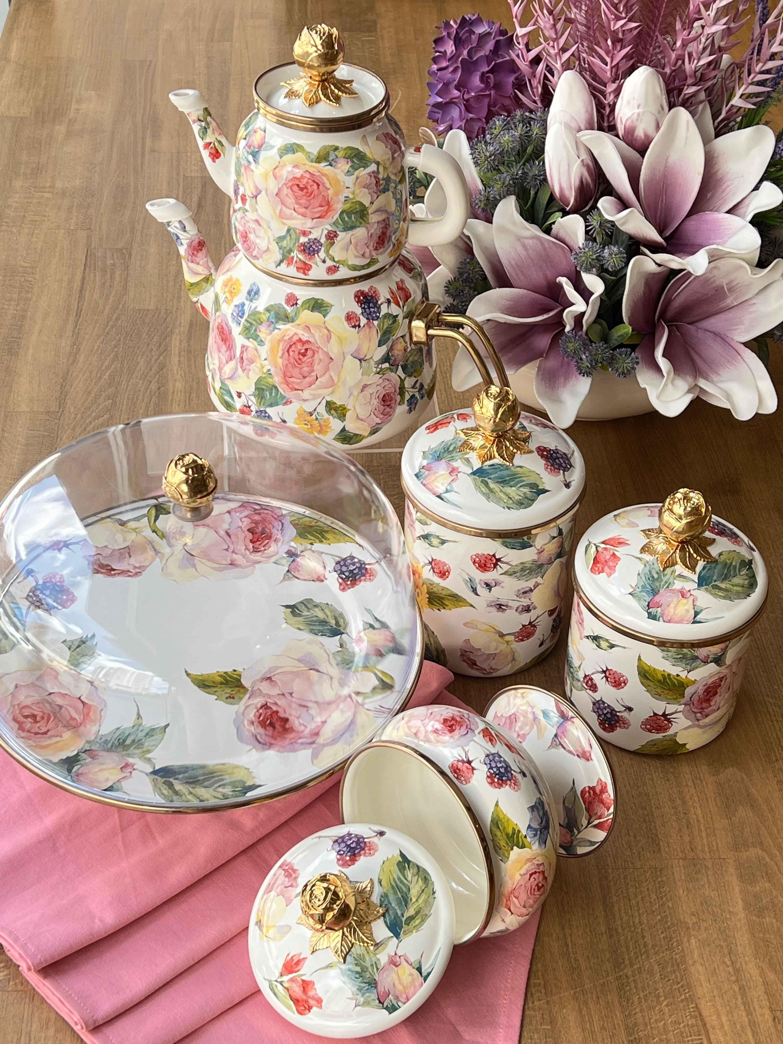 Rose Emaye Mutfak Seti 5 Parça