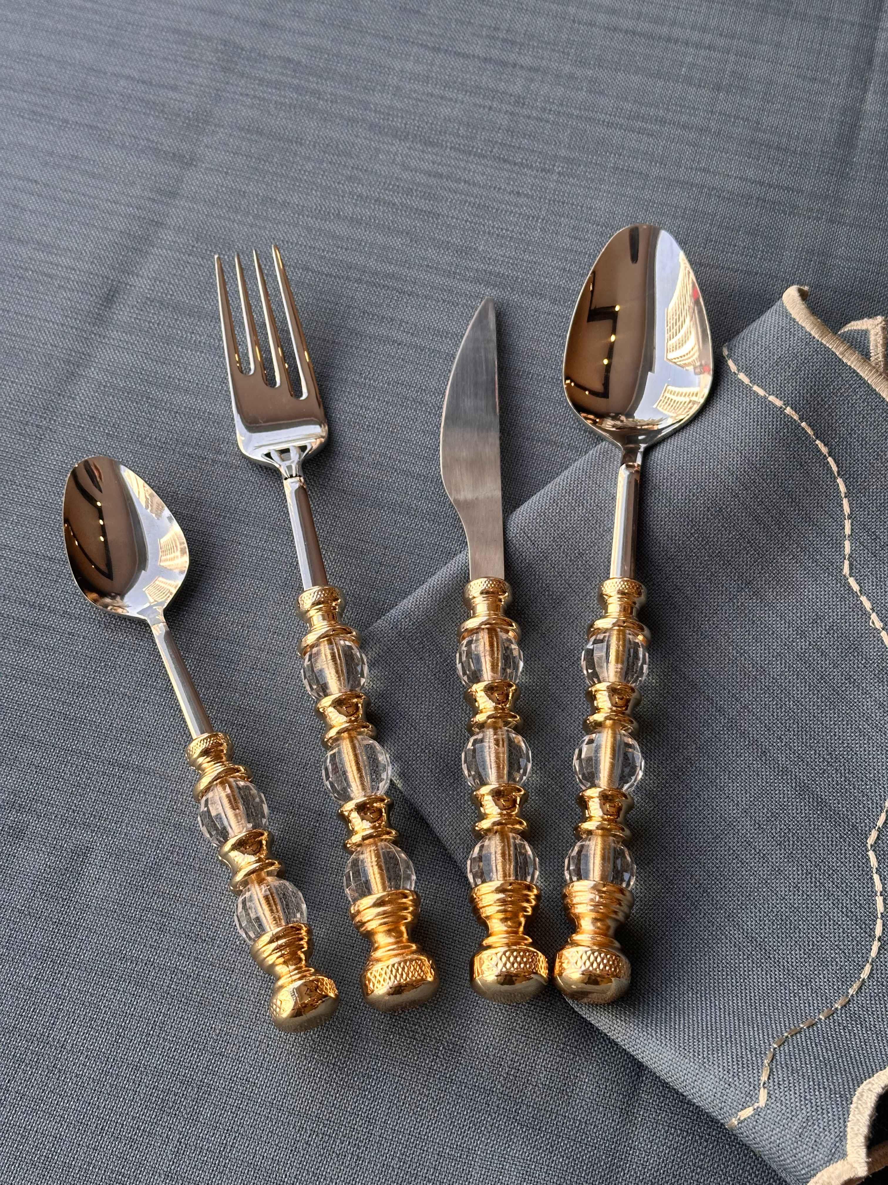Rustik Gold Çatal Kaşık Bıçak Takımı 24 Parça