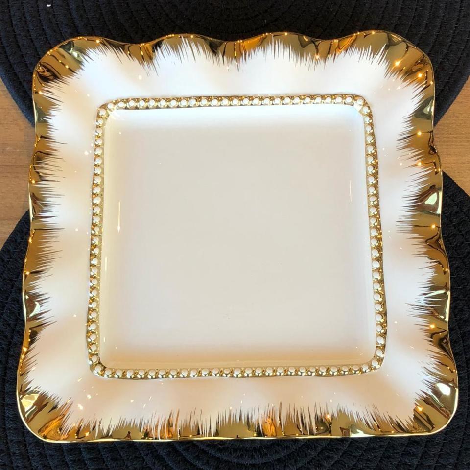 Servis Tabağı Kare Gold  26cm