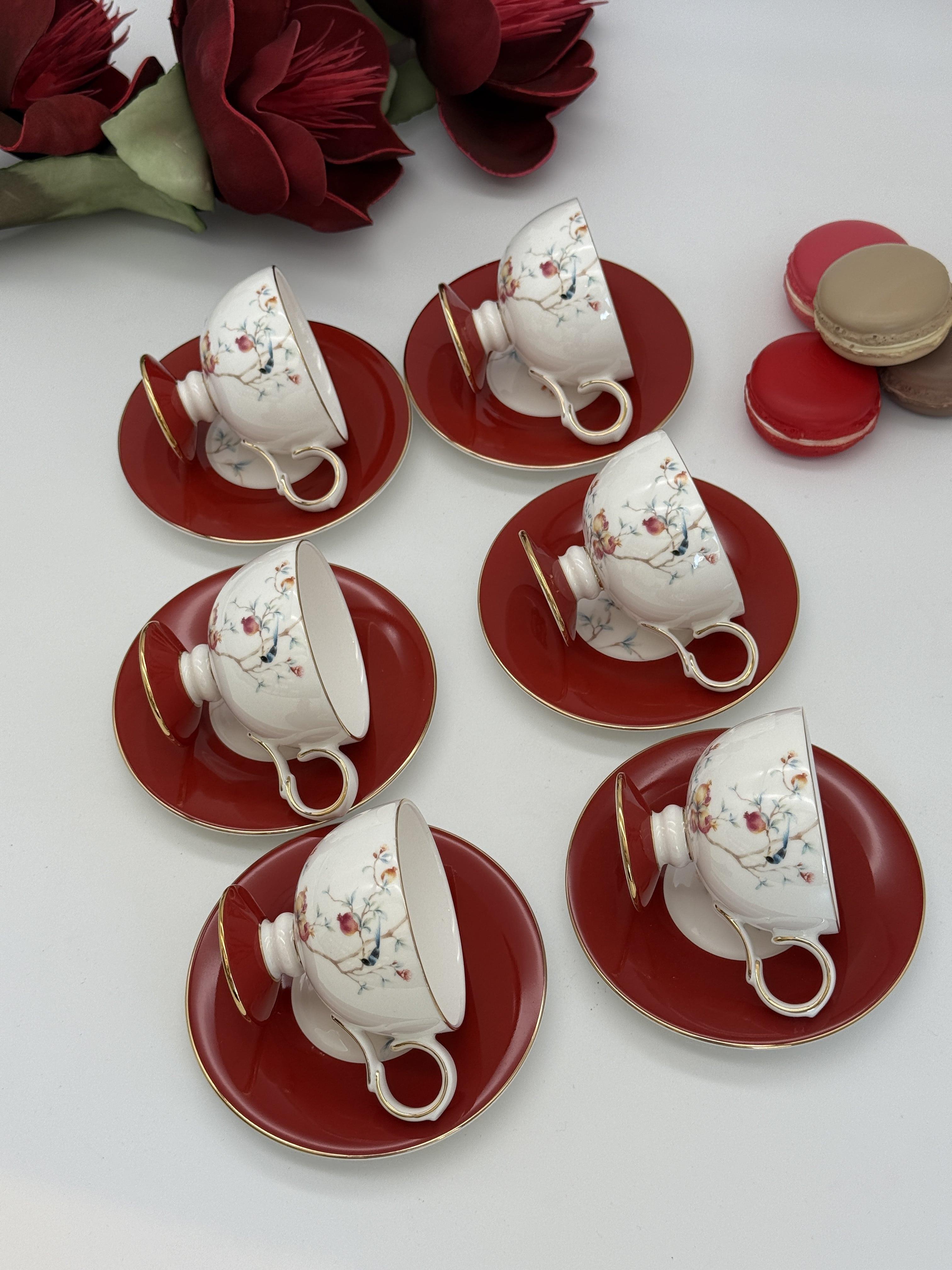 Türk Kahve Fincanı Rosso  6 Kişilik 12 Parça