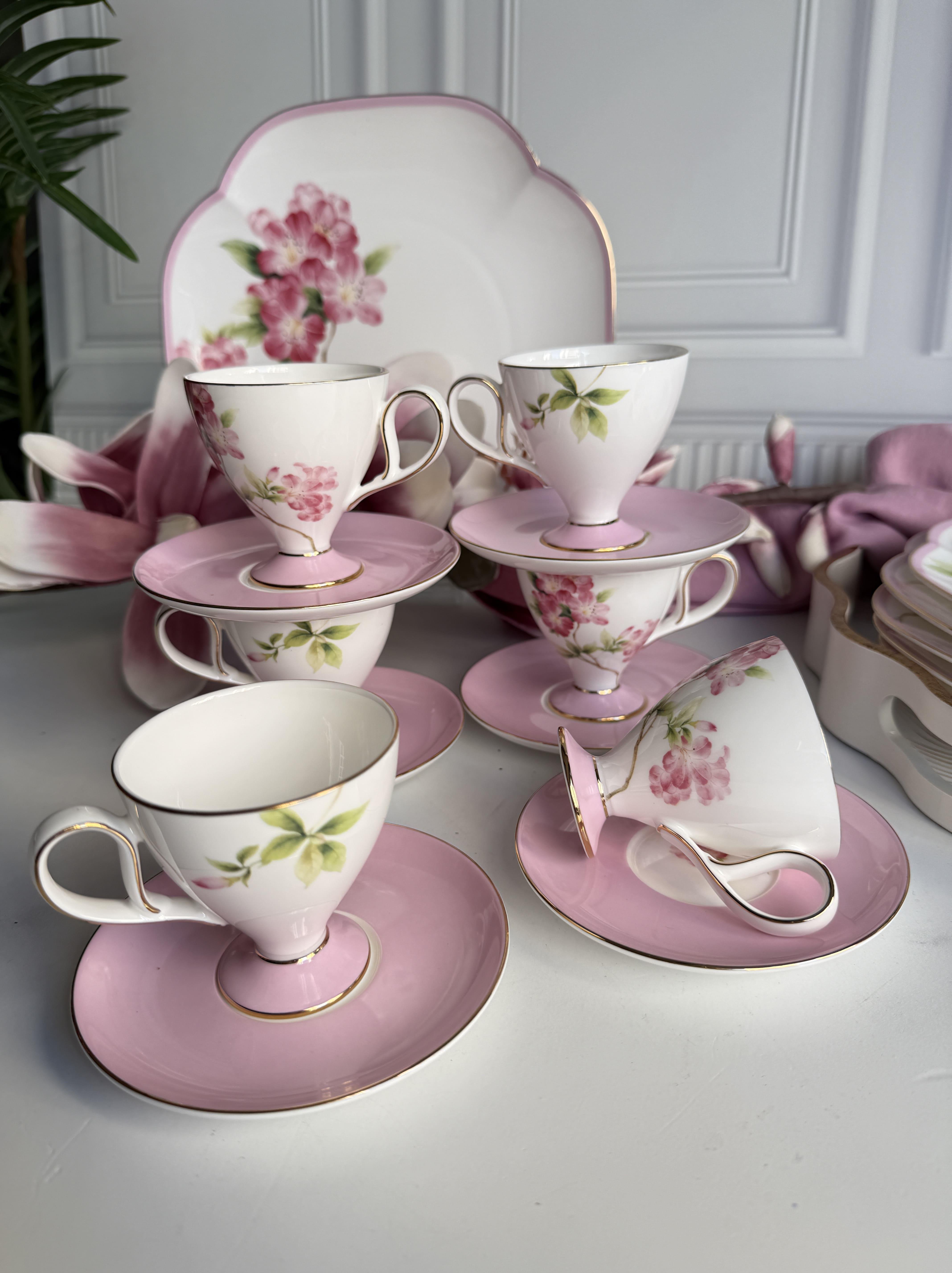 Türk Kahve Fincanı Veronica Blossom 6 Kişilik 12 Parça