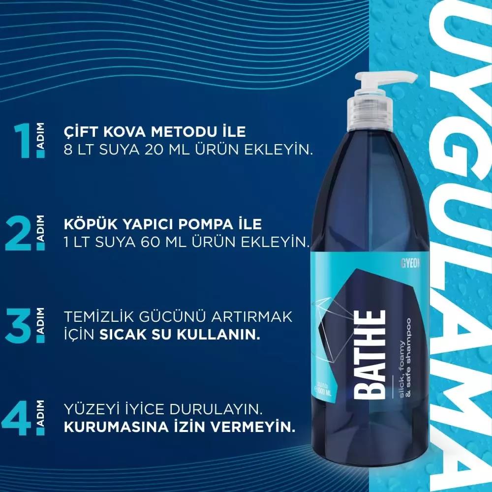 GYEON Q²M Bathe PH Nötr Cilalı Oto Şampuanı - 500 ml -Yüksek Konsantre Jel Araç Yıkama Köpüğü