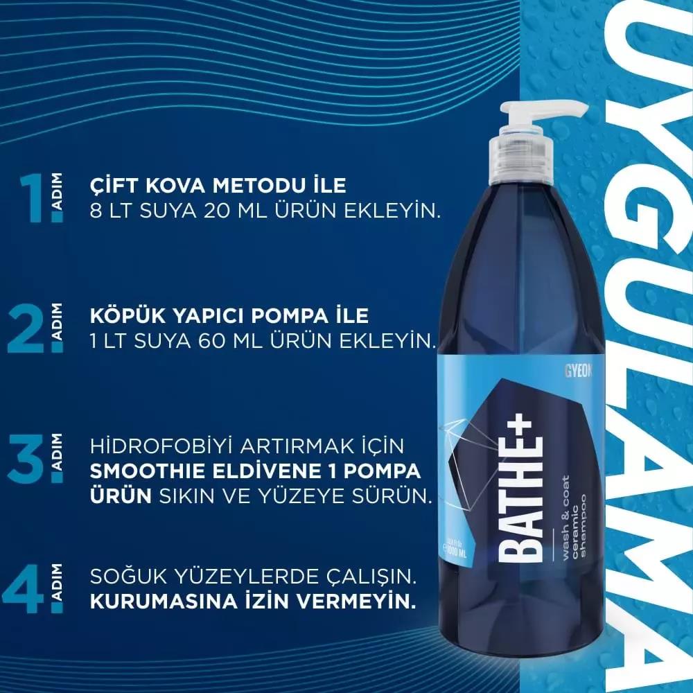 GYEON Q²M Bathe+ Plus Seramik Bazlı PH Nötr Cilalı Oto Şampuanı 500 ml -Su İtici Araç Yıkama Köpüğü