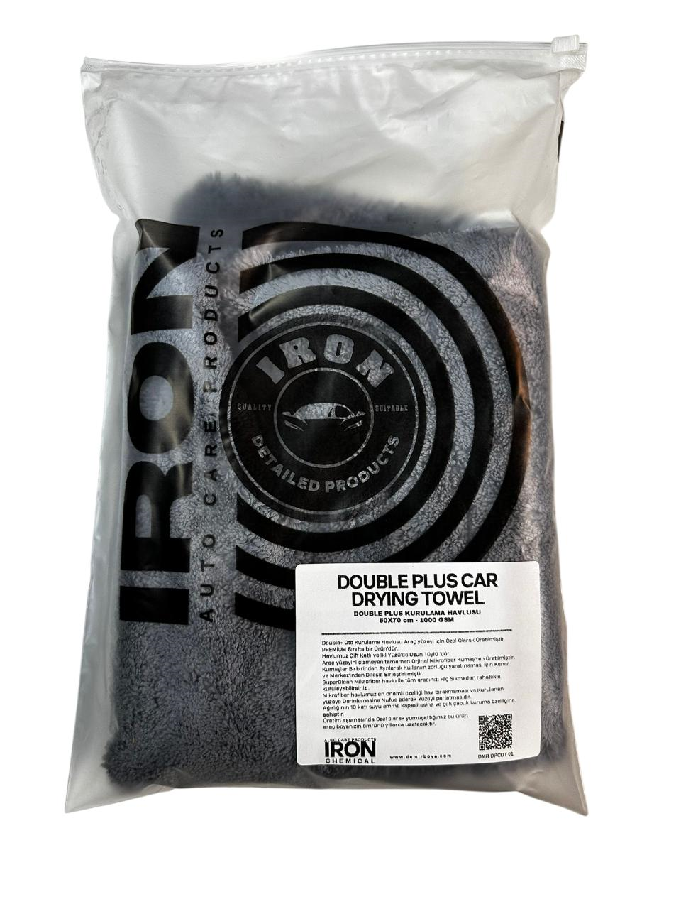 IRON CHEMICAL DOUBLE+ Oto Kurulama Havlusu  50x70 cm  1000 GSM Mikrofiber Su Emici Havlu