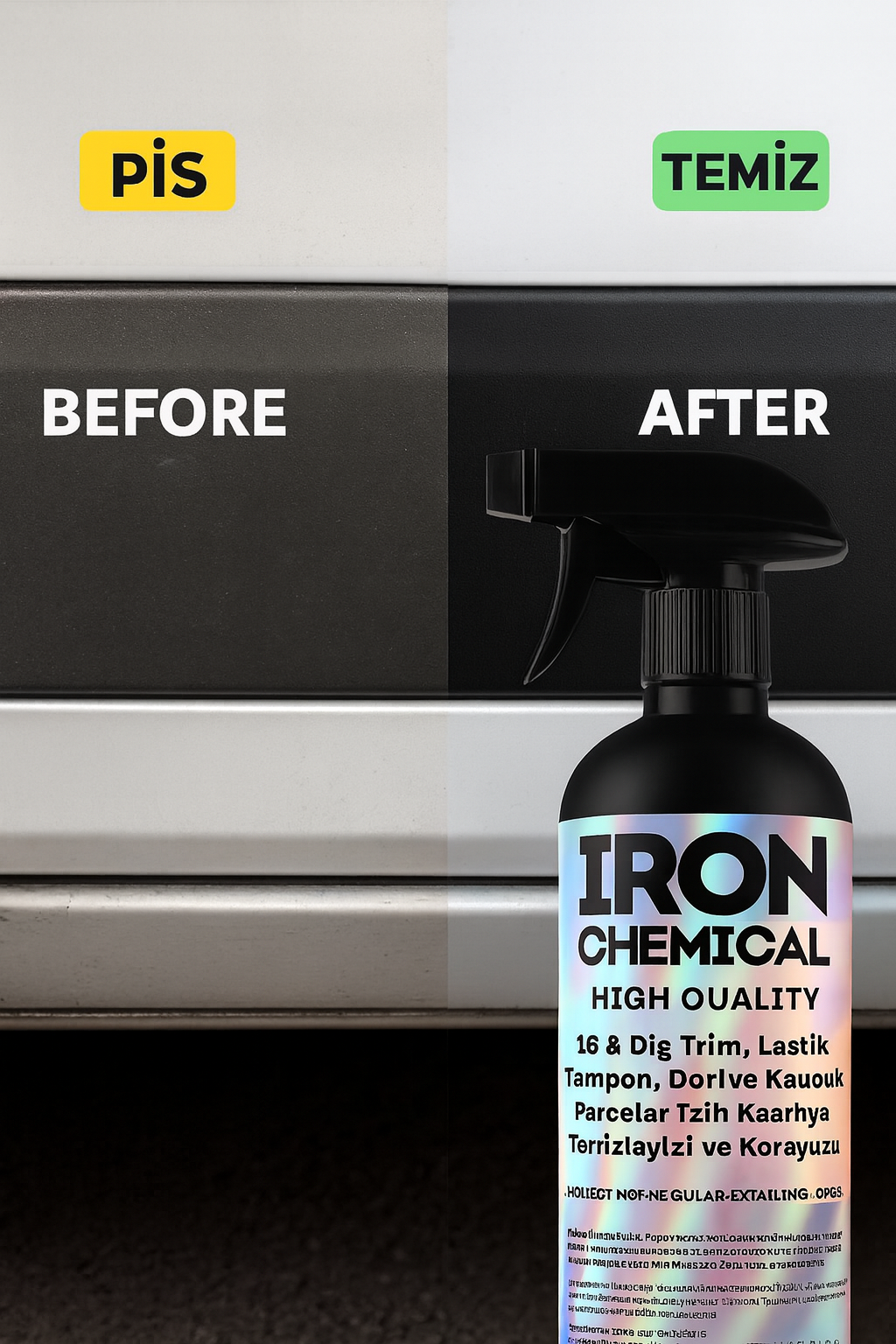 IRON CHEMICAL ICRF Vanilya Kokulu Trim, Lastik ve Plastik Koruyucu 600ml | Antistatik, UV Korumalı, Yağsız ParlaklıkIRON  CHEMICALICRF600