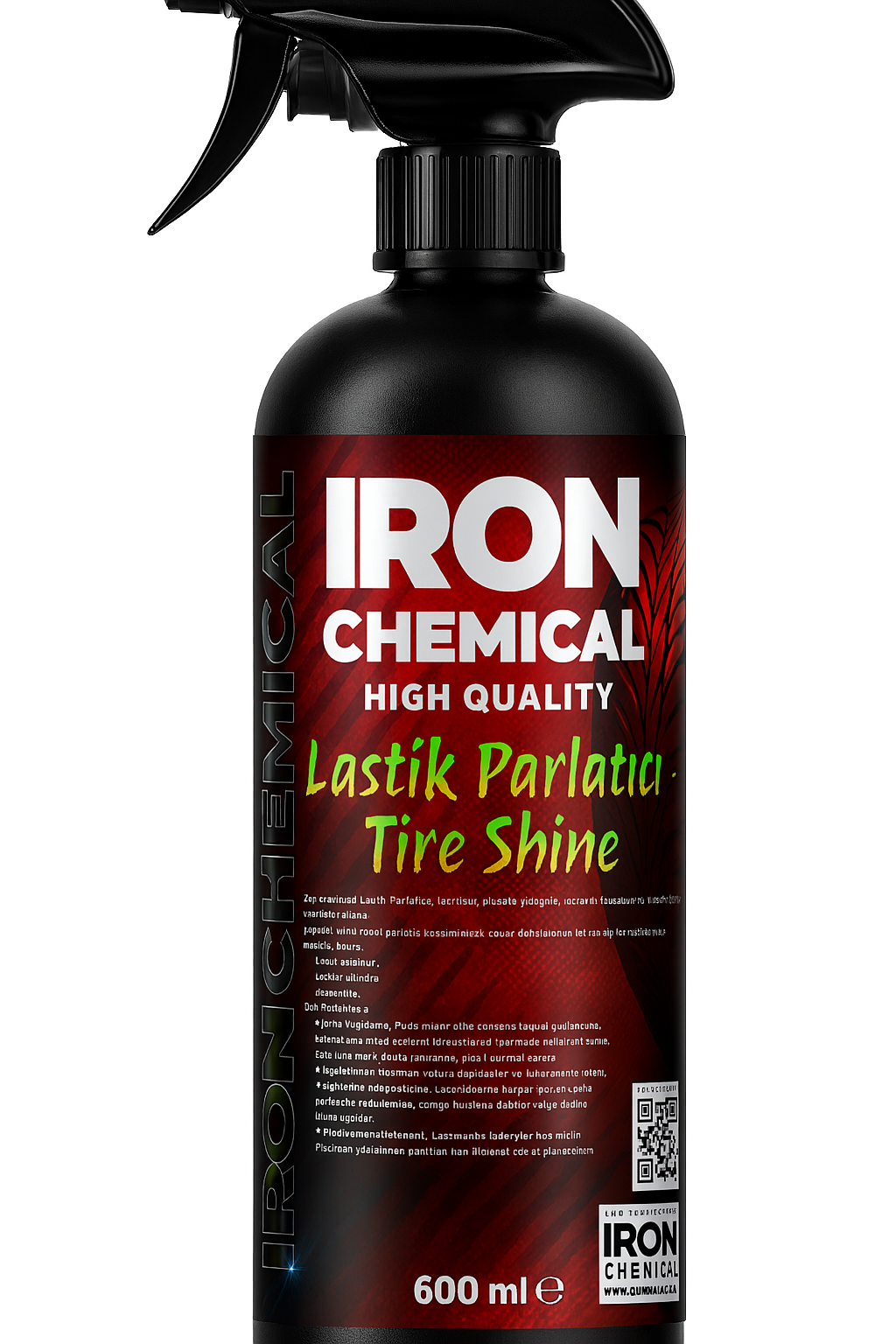 Iron Chemical Lastik Parlatıcı Tire Shine 600 ml – Uzun Süreli Parlaklık ve Koruma | Lastik ve Plastik Yüzey Bakım ÜrünüIRON  CHEMICALICTSH600