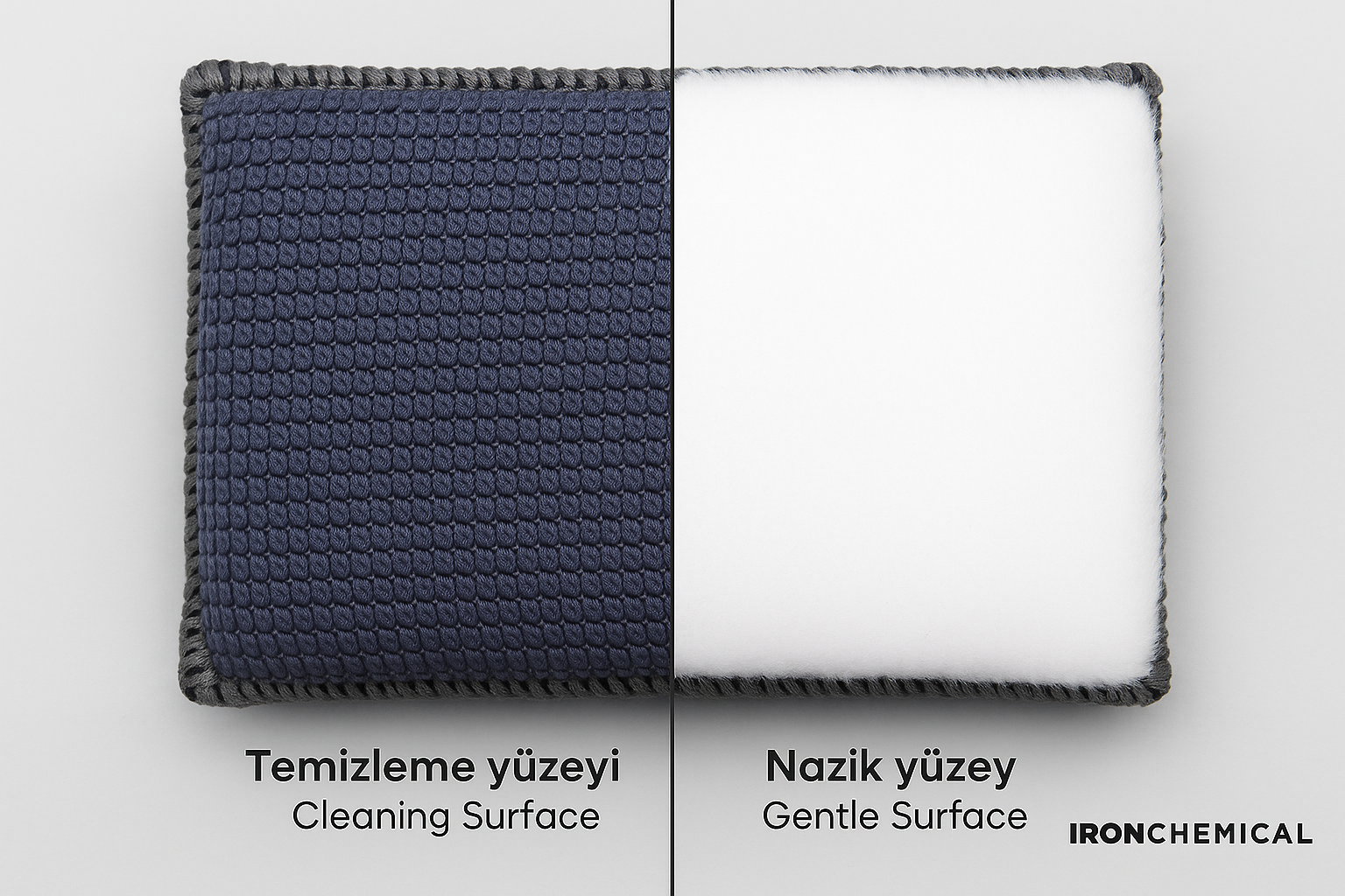 IRONCHEMICAL Scrubpad Cleaning Pad 10x13 cm – Lüks Deri ve Plastik Temizlik Süngeri (Çift Yüzeyli)