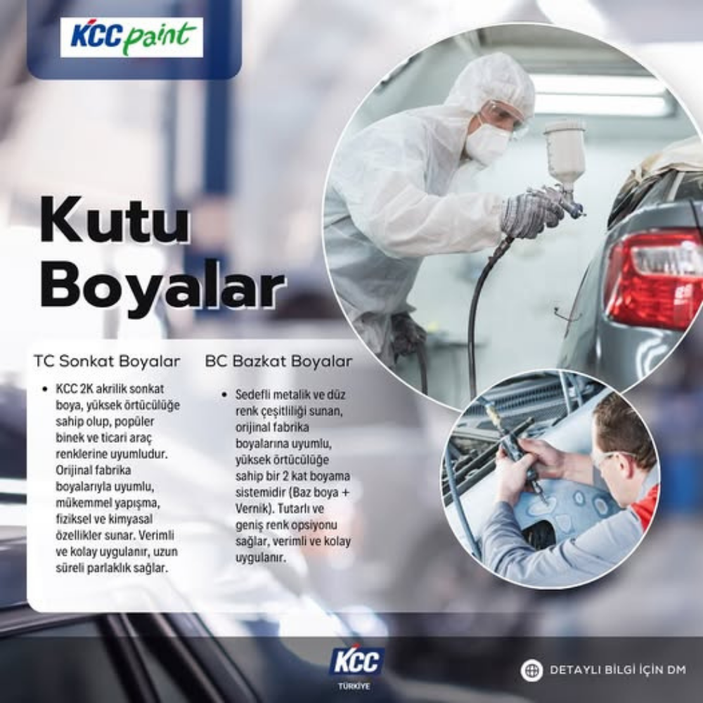 KCC Bazkat Boya 1LT  2. GRUP – Orijinal Renk Uyumlu Metalik ve Sedefli Otomotiv Baz Kat Boyası