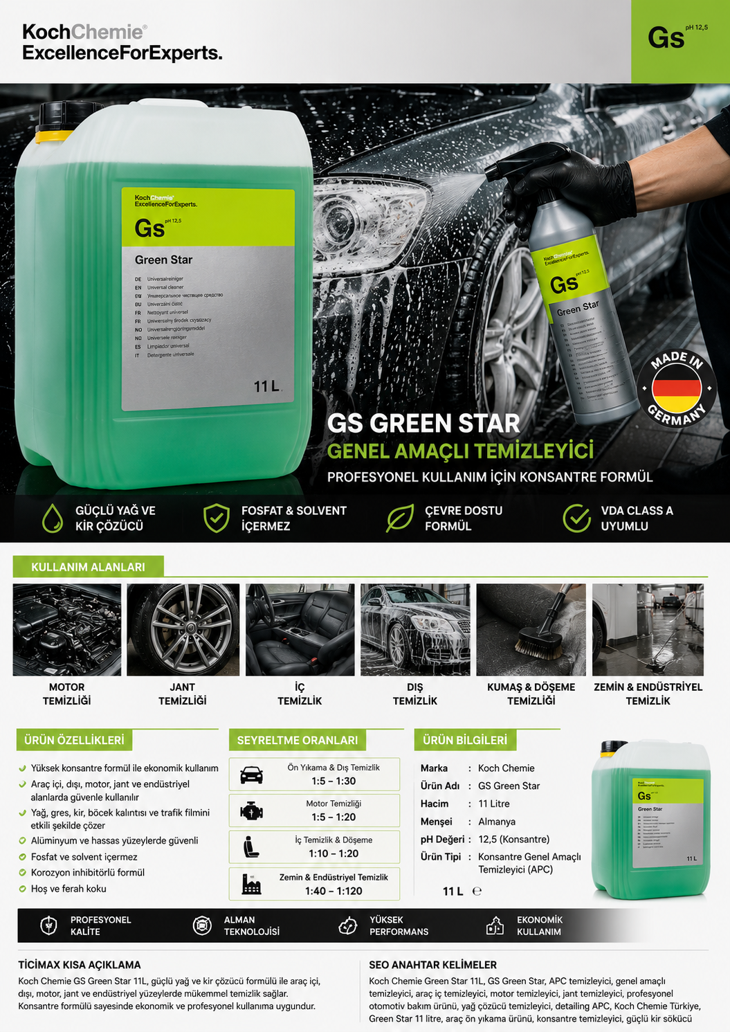 Koch Chemie GS Green Star 11 Kg Genel Amaçlı Temizleyici | Profesyonel APCKochChemieKOCHGC11KG91