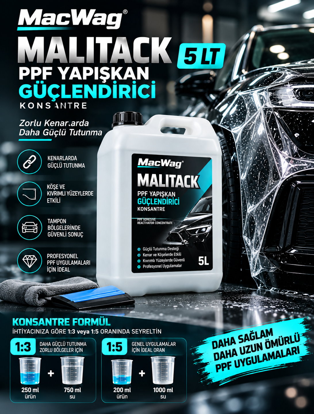 MacWag Malitack PPF Yapışkan Güçlendirici ve Reaktivatör Konsantre 5 LitreMACWAGMALITACK5LT
