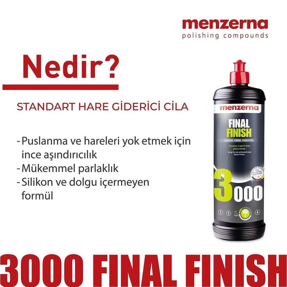 Menzerna 3000 Hare Giderici Cila 1 Litre – İnce Polisaj ve Yüzey Parlatma Cilası (Sarı)