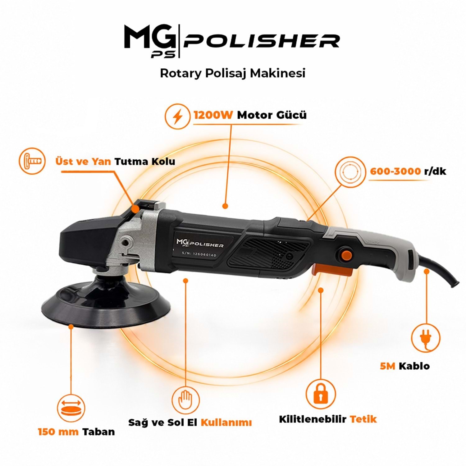 MG PS RPV001 Rotary Polisaj Makinesi 1200W | Profesyonel Pasta Cila MakinesiMG PSMGPSPRO001