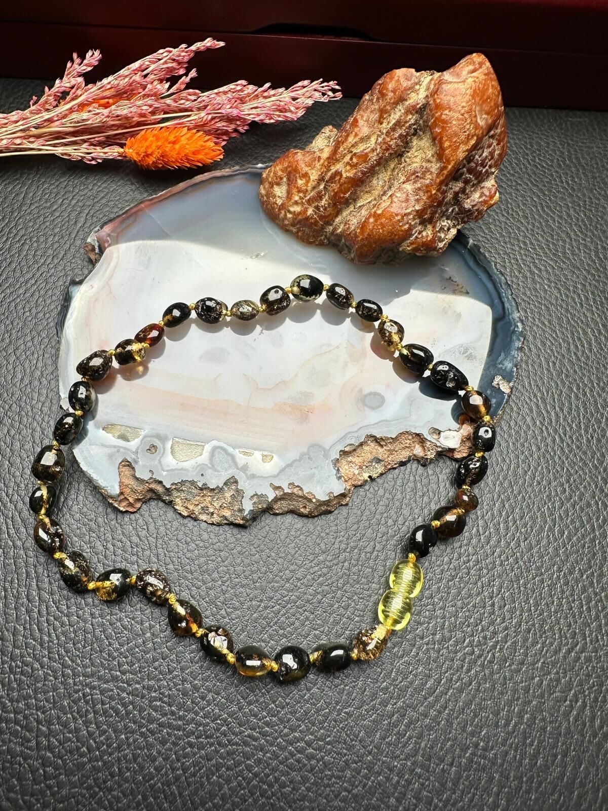 Damla Kehribar Bebek Diş Kolyesi