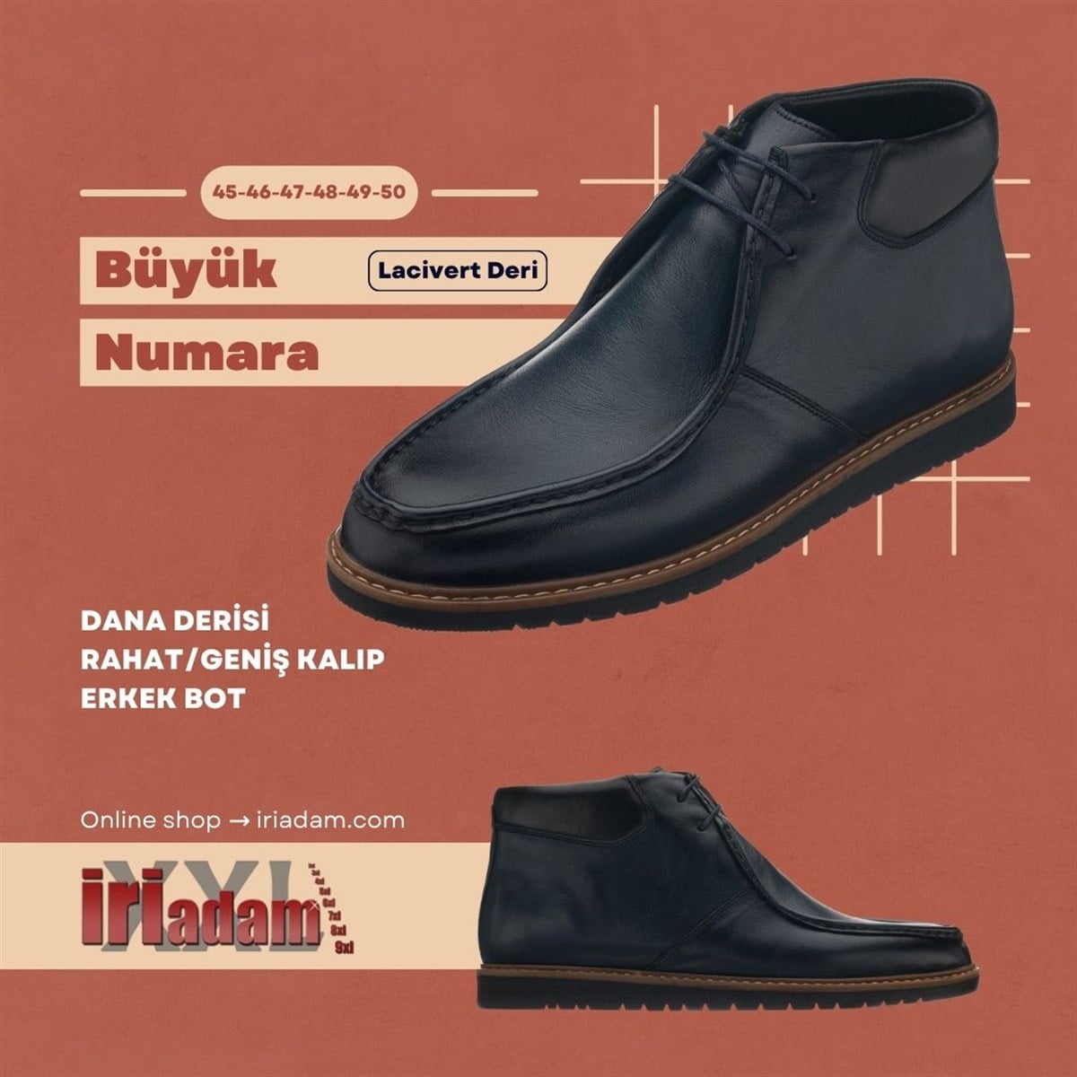 45 Numara 46 numara 47 Numara 48 numara 49 numara 50 numara Büyük Numara Deri Erkek Bot - ZU0106 Siyah
