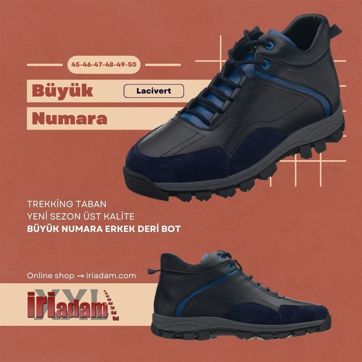 büyük numara erkek lacivert bot kışlık ve mevsim geçişi kullanım modeli