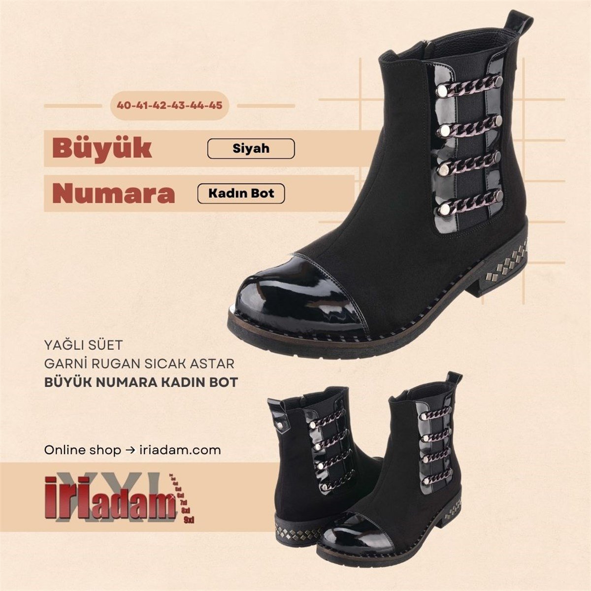 siyah176, iriadam, 40 41 42 43 44 numara kadın bot çizme, kışlık uygun fiyat kadın bot çizme, büyük numara kadın çizme bot kışlık, büyük beden geniş kalıp kaliteli kadın bayan bot ve çizme,