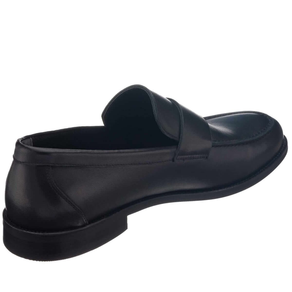 KD0695 geniş H kalıp siyah erkek loafer sol iç arkadan görünüm