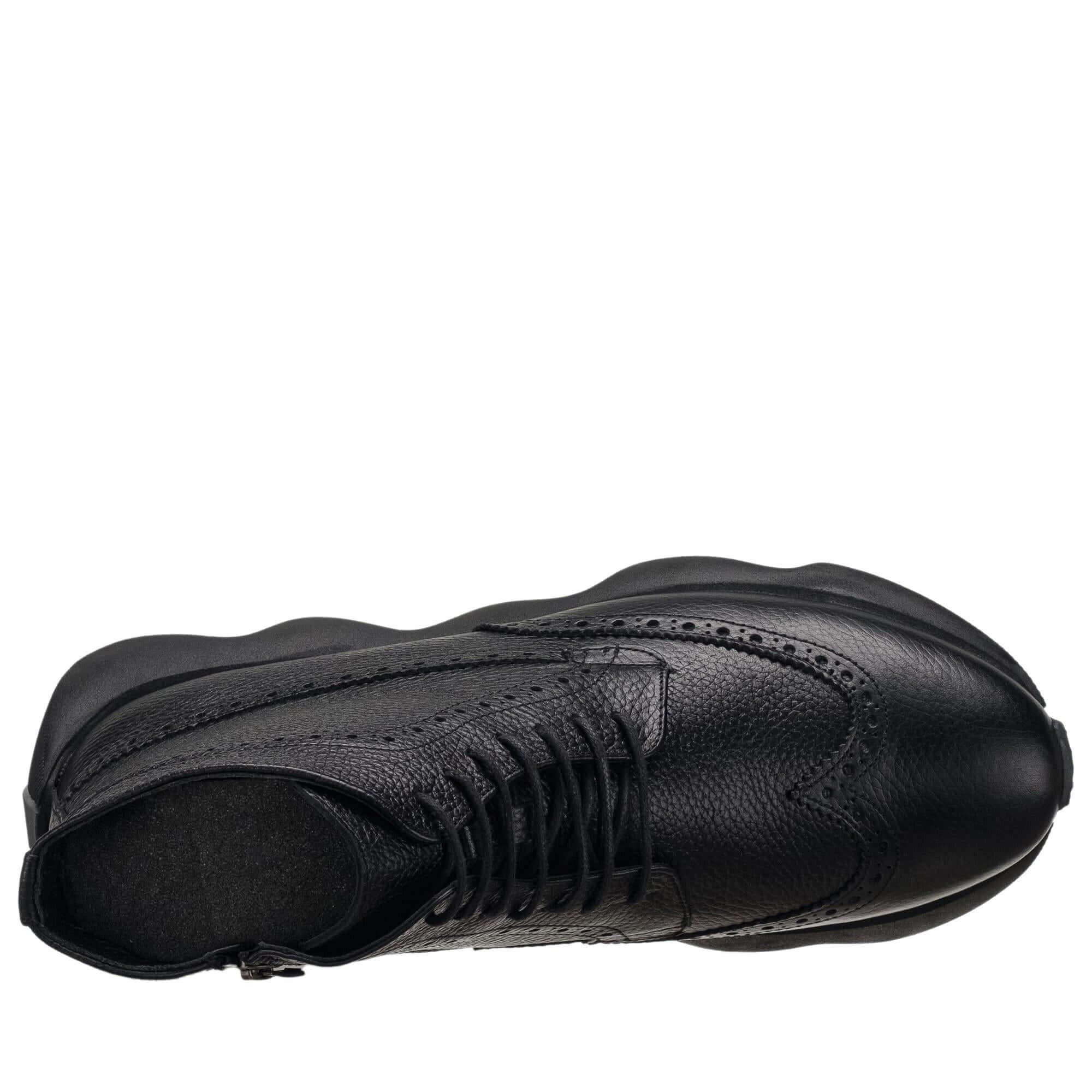 Costo Shoes ST4395 siyah deri erkek bot üstten görünüm, 45-50 numara ekstra rahat geniş kalıp