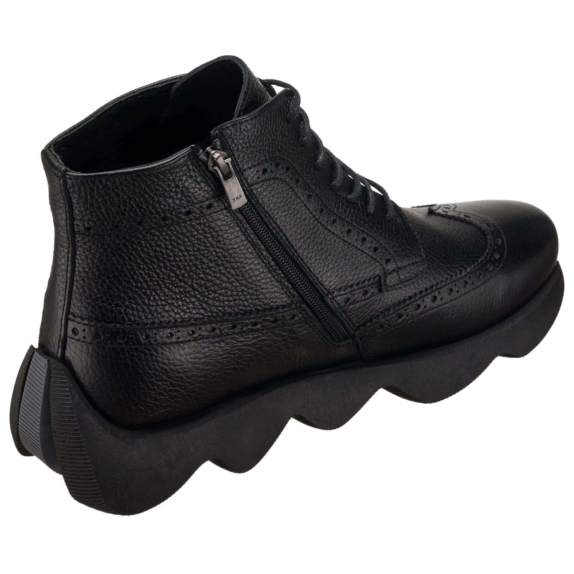 Costo Shoes ST4395 siyah deri erkek bot sol iç yan arkadan fermuar detayı, 45-50 numara ekstra rahat geniş kalıp