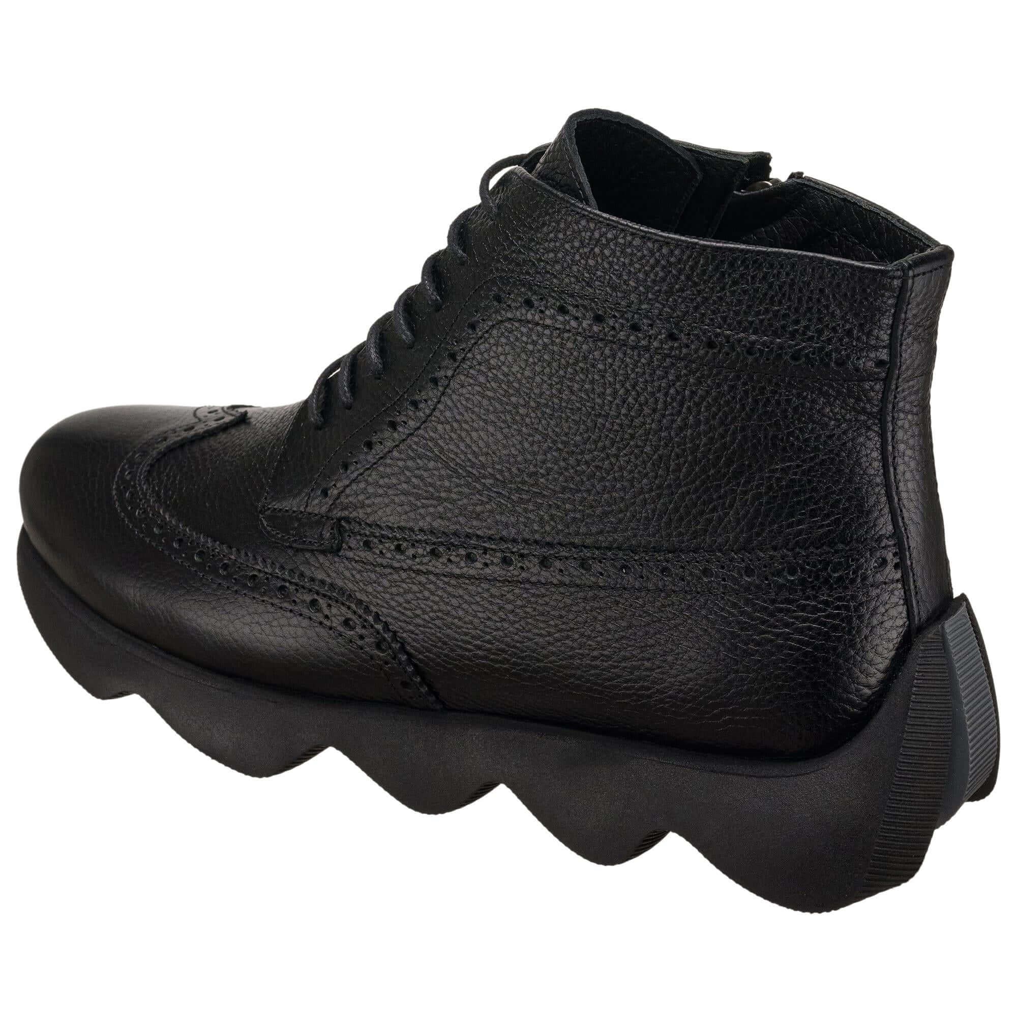 Costo Shoes ST4395 siyah deri erkek bot sol dış yan arkadan görünüm, 45-50 numara ekstra rahat geniş kalıp