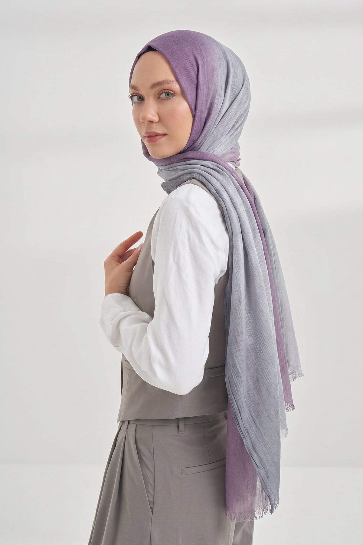  PURE COMFORT VİSKOZ ŞAL - LEYLAK-GÜMÜŞ