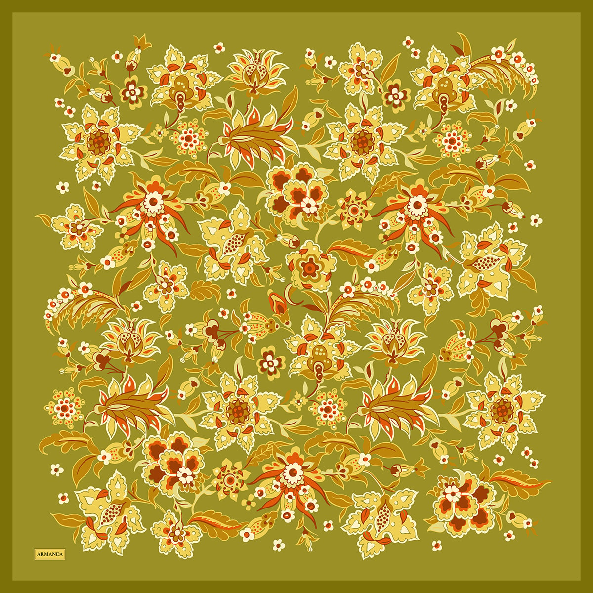 ANATOLIAN BLOOM DESEN THE TENCEL EDIT EŞARP - KOYU YAĞ YEŞİLİ