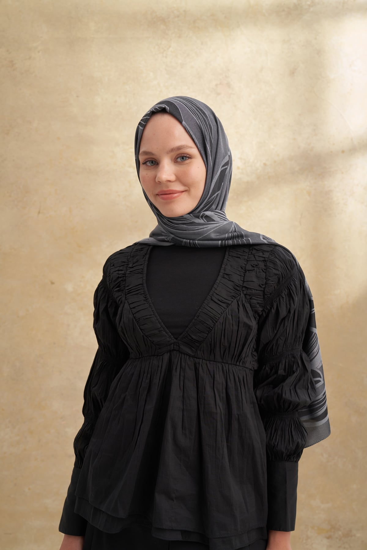 BAMBU FELORE DESEN ŞAL - SİYAH