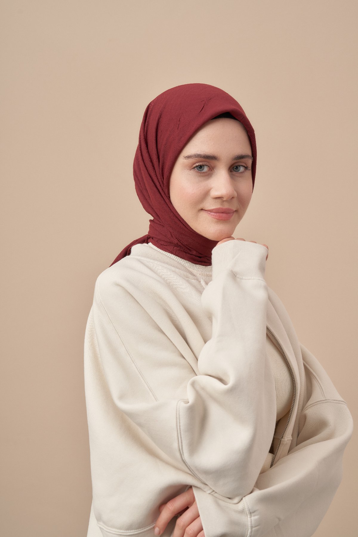 BAMBU KRAŞ DESEN EŞARP - BORDO