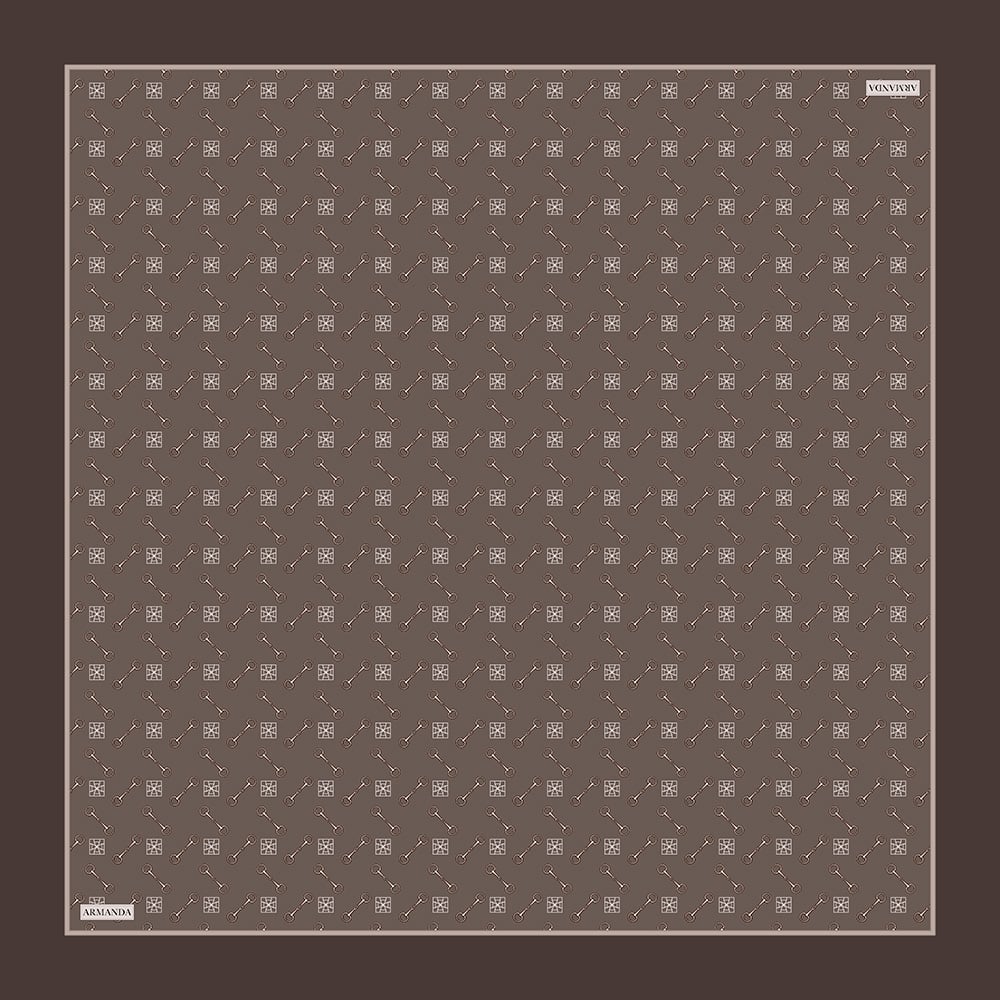 CHAIN DESEN TWILL İPEK EŞARP - VİZON