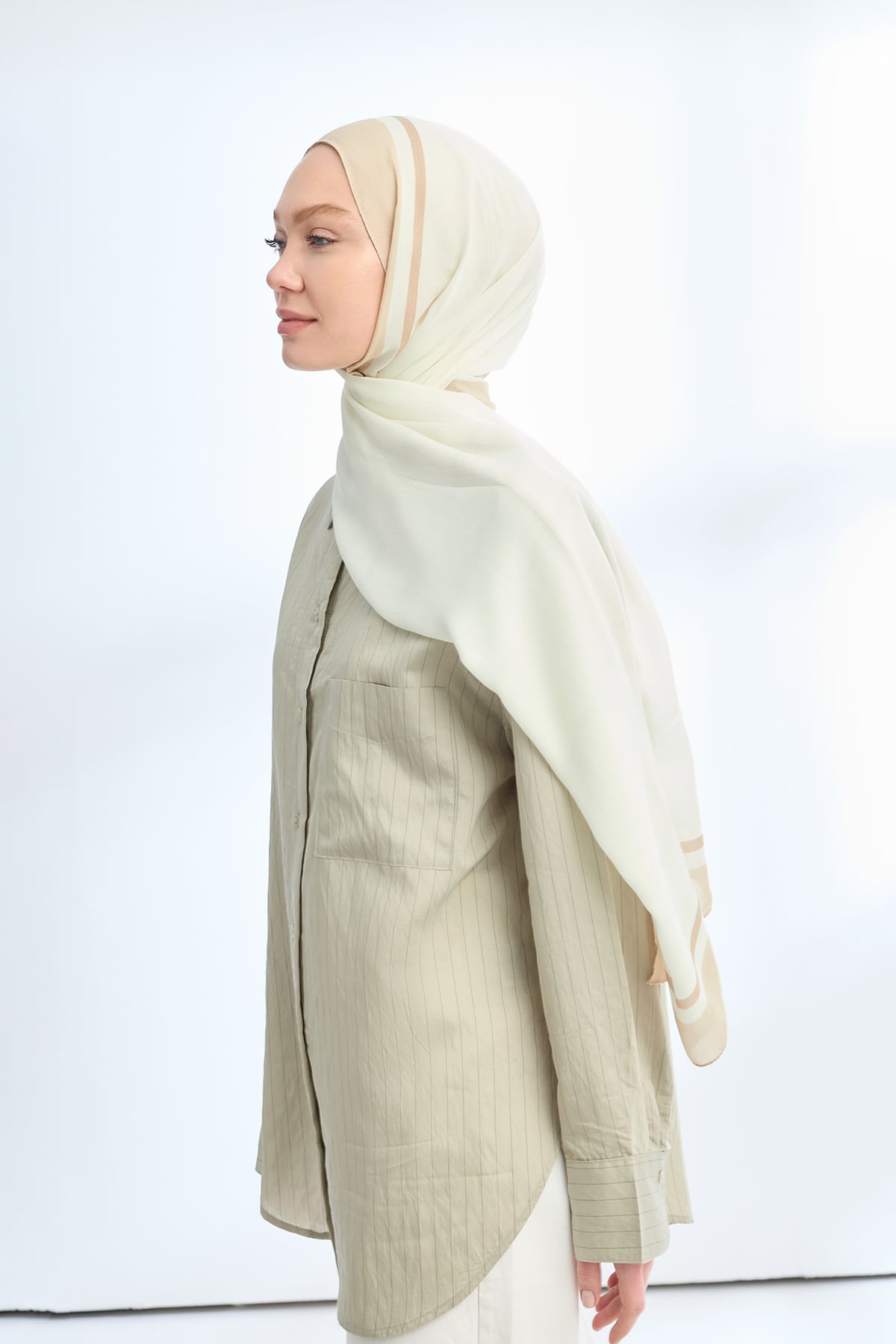 ELEGANT HARMONY FRAME DESEN ŞAL - EKRU - BEJ