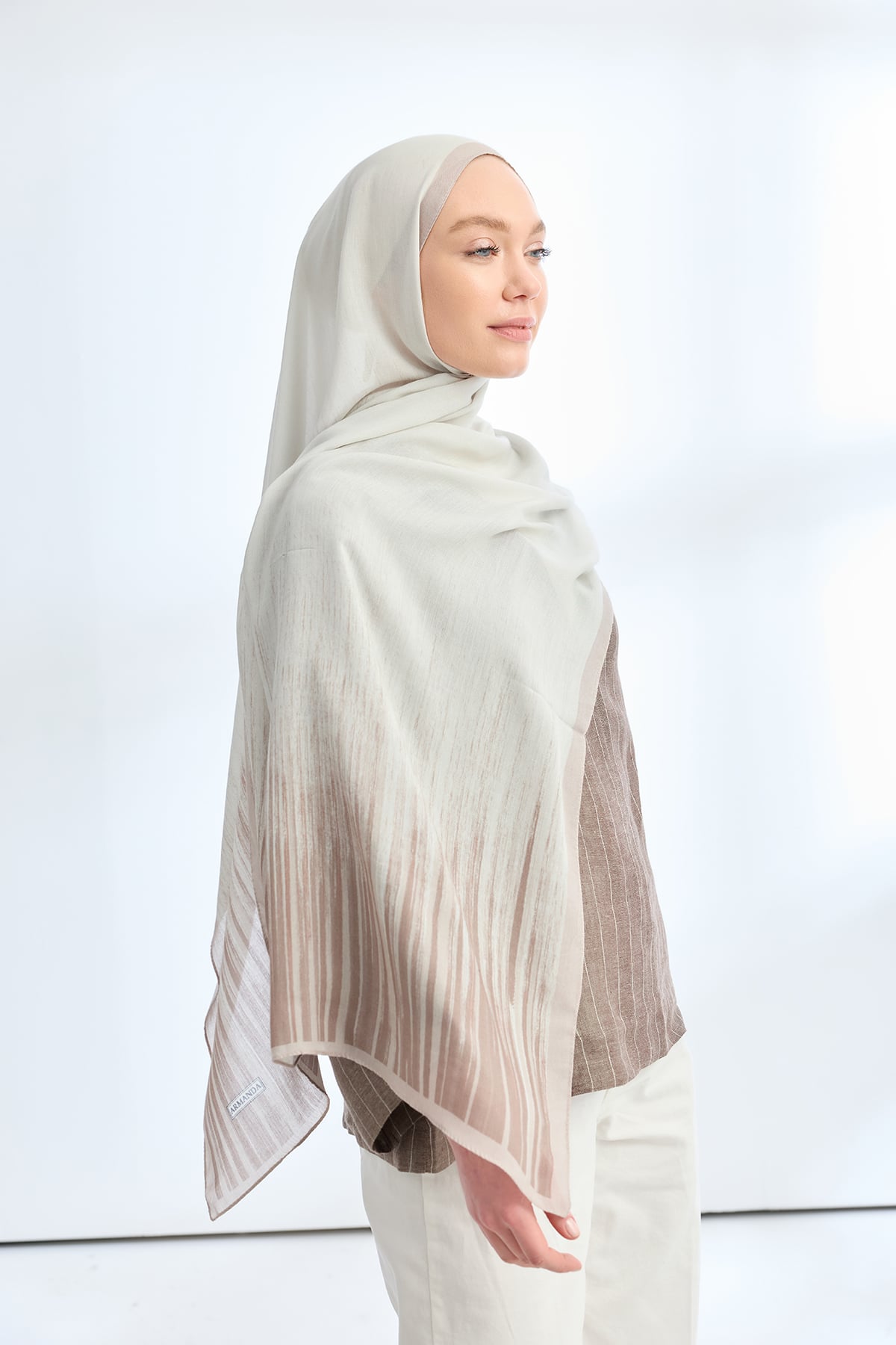 ELEGANT HARMONY LINORA DESEN ŞAL  - AÇIK VİZON