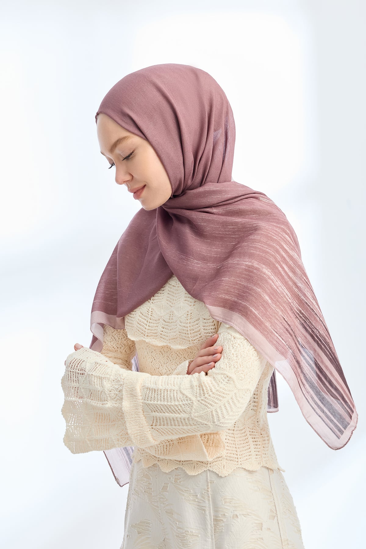 ELEGANT HARMONY LINORA DESEN ŞAL  - GÜL KURUSU