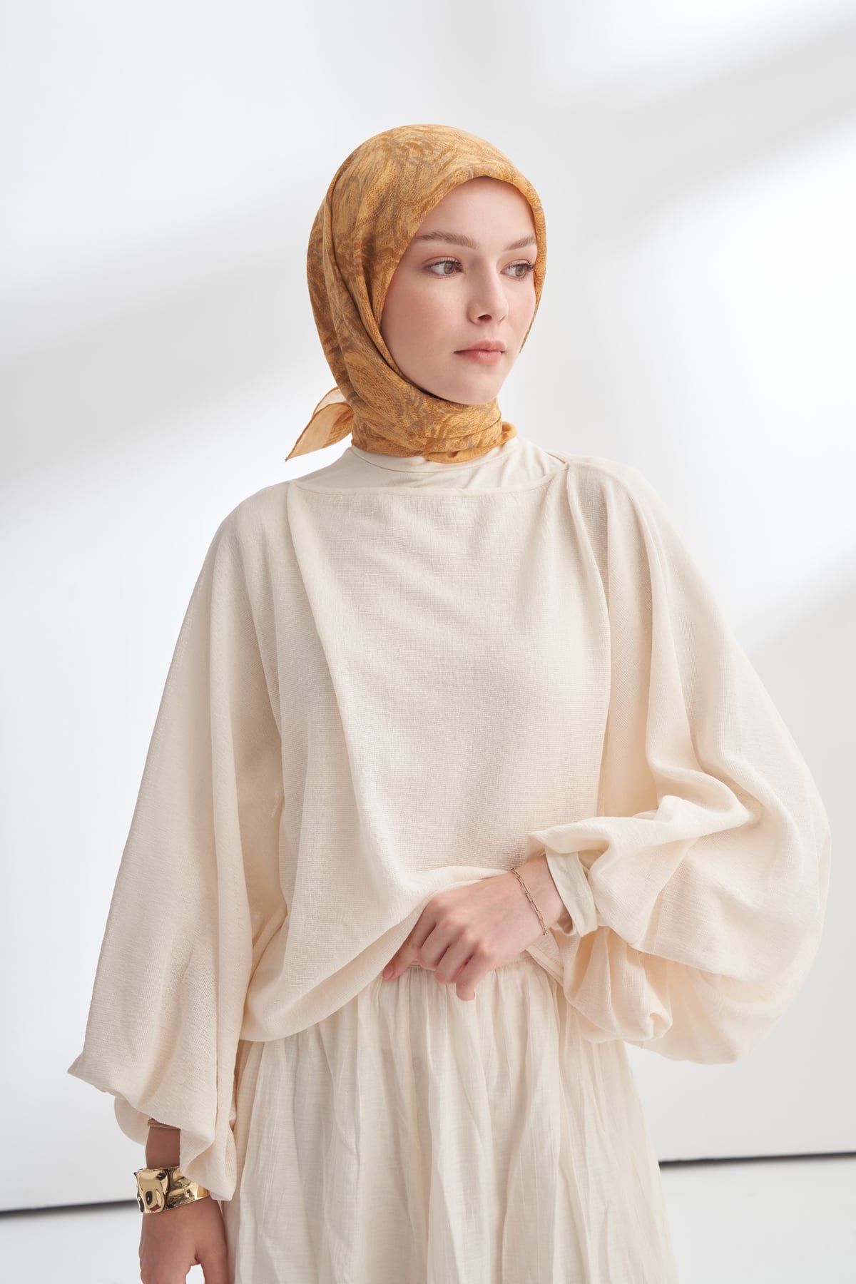 ENDLESS WAVES DESEN THE TENCEL EDIT EŞARP  - SAFRAN