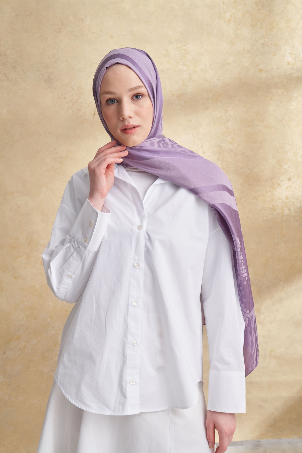 FIORI JAKAR LEOPAR MIX DESEN ŞAL - LEYLAK
