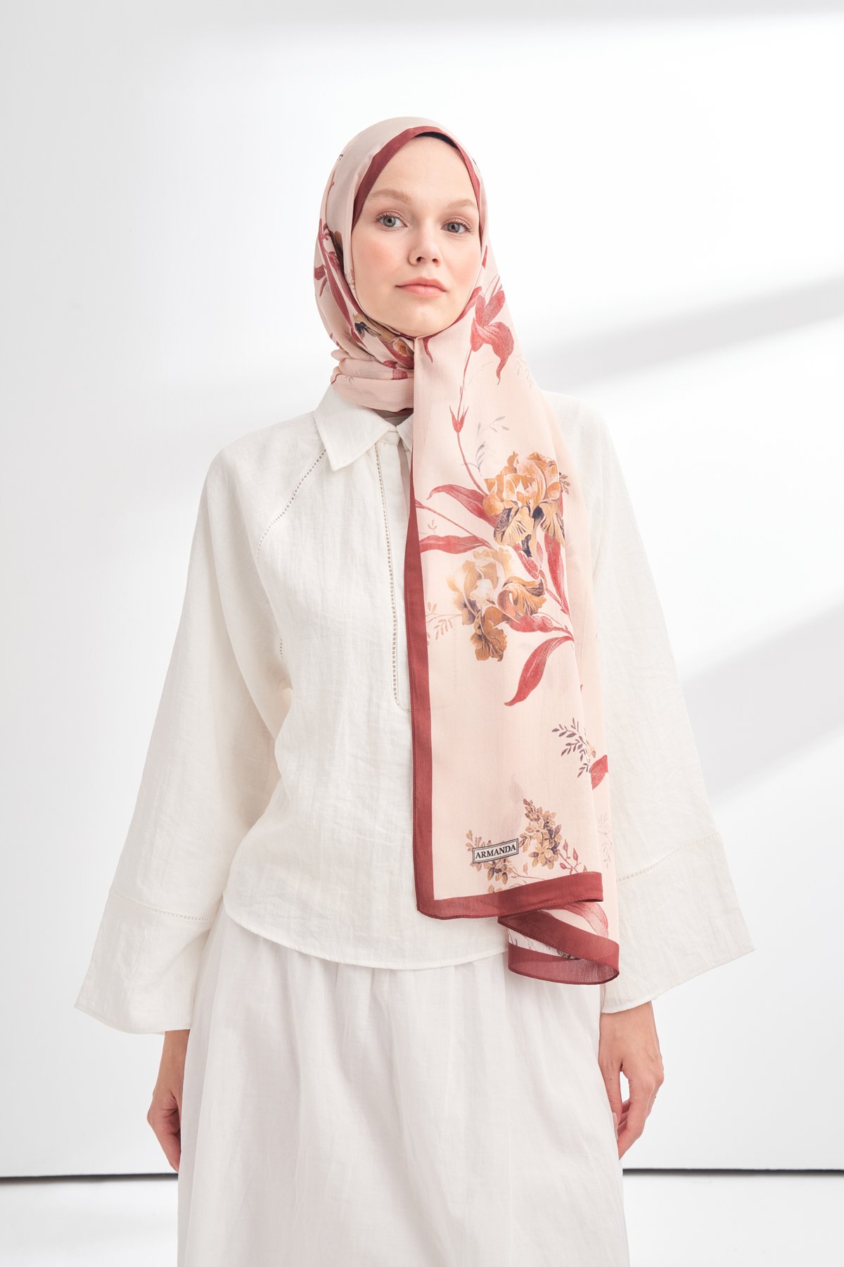 FLORAL ARCHIVE AVELINE DESEN ŞAL - BORDO - BEJ