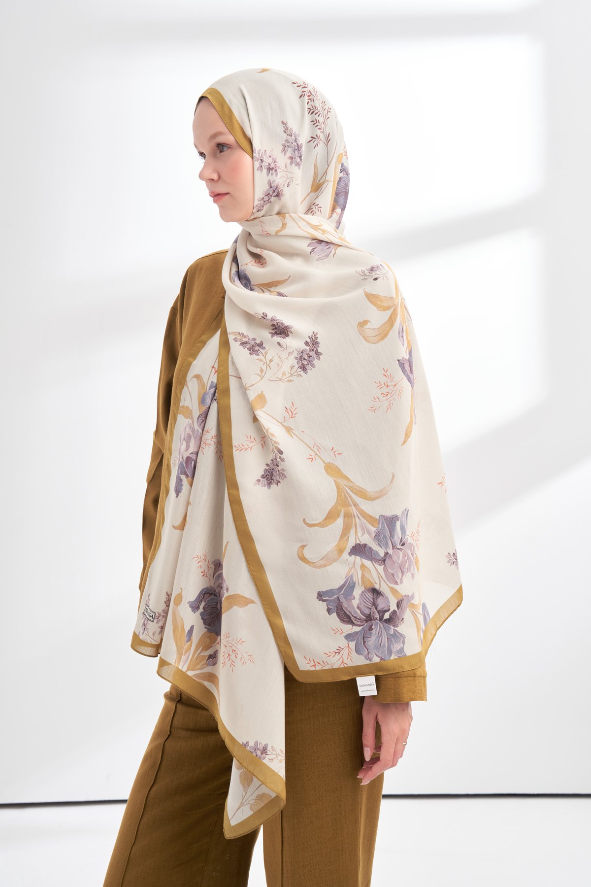 FLORAL ARCHIVE AVELINE DESEN ŞAL - KOYU YAĞ YEŞİLİ