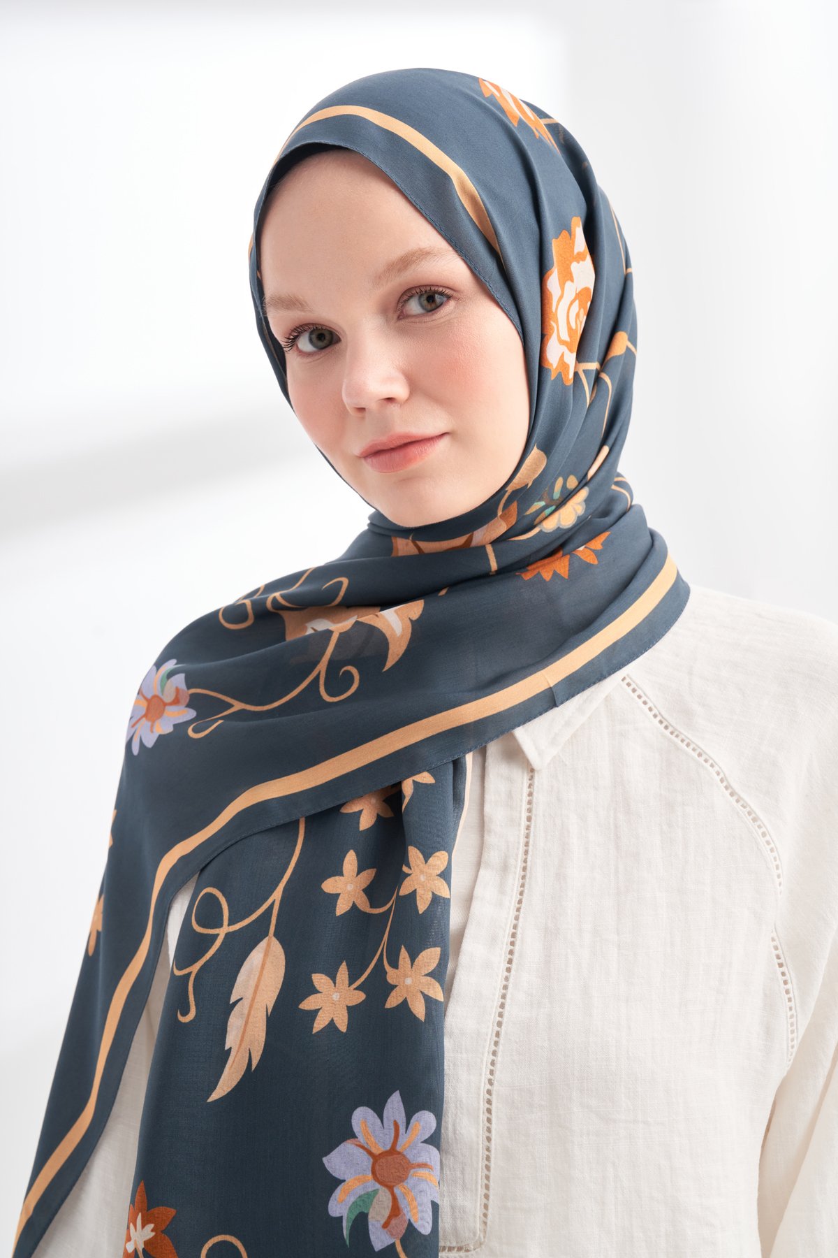 FLORAL ARCHIVE FIORA DESEN ŞAL - PETROL