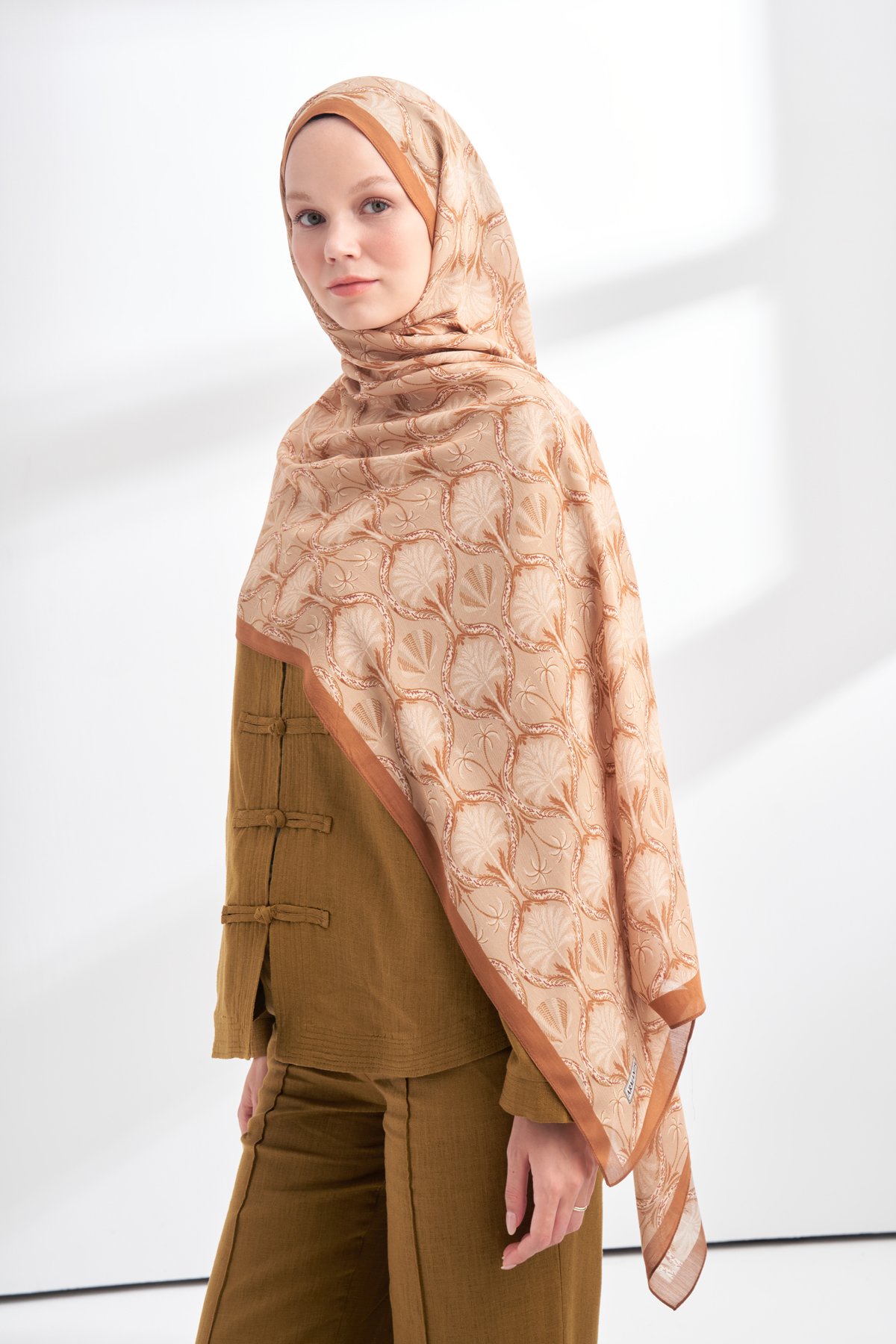 FLORAL ARCHIVE GROVE DESEN ŞAL - CAMEL - BEJ