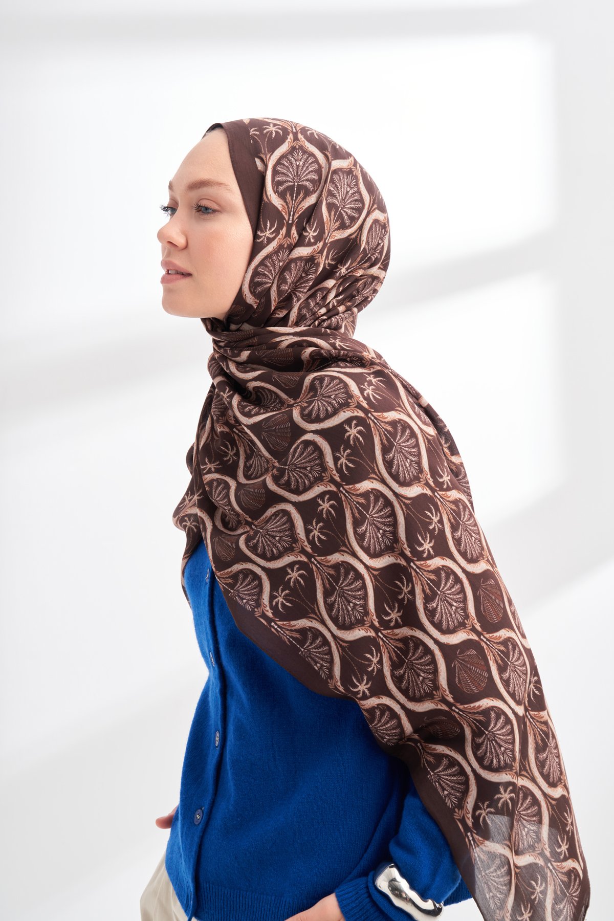 FLORAL ARCHIVE GROVE DESEN ŞAL - ÇİKOLATA