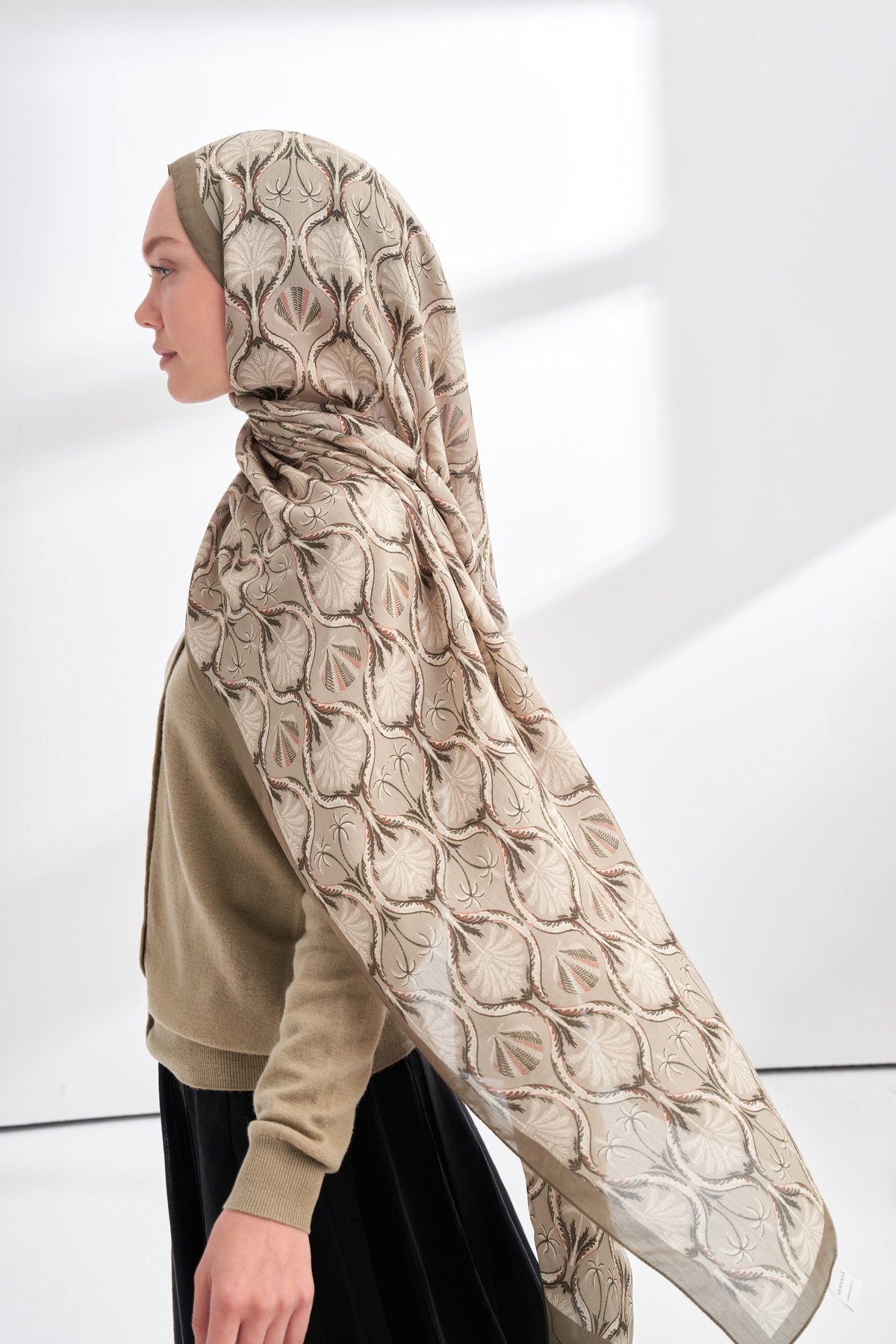 FLORAL ARCHIVE GROVE DESEN ŞAL - HAKİ - BEJ