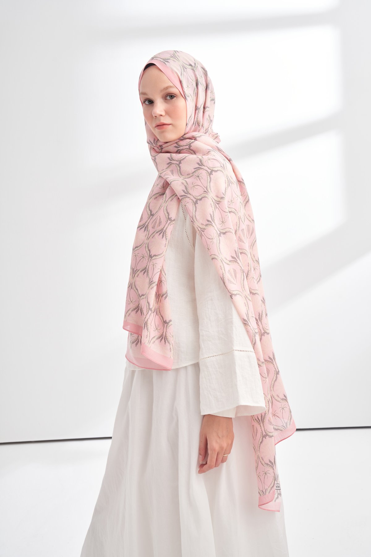 FLORAL ARCHIVE GROVE DESEN ŞAL - PUDRA - GRİ