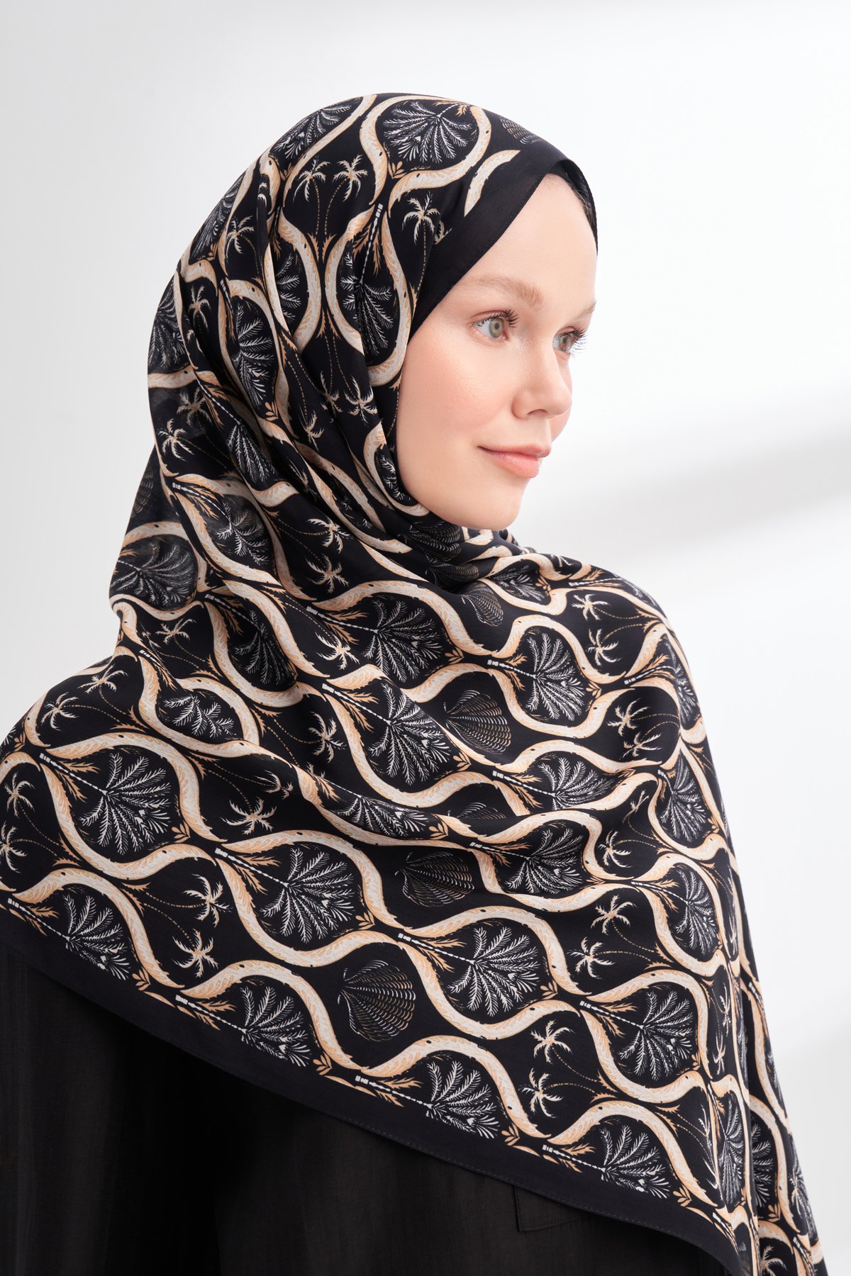 FLORAL ARCHIVE GROVE DESEN ŞAL - SİYAH - CAMEL