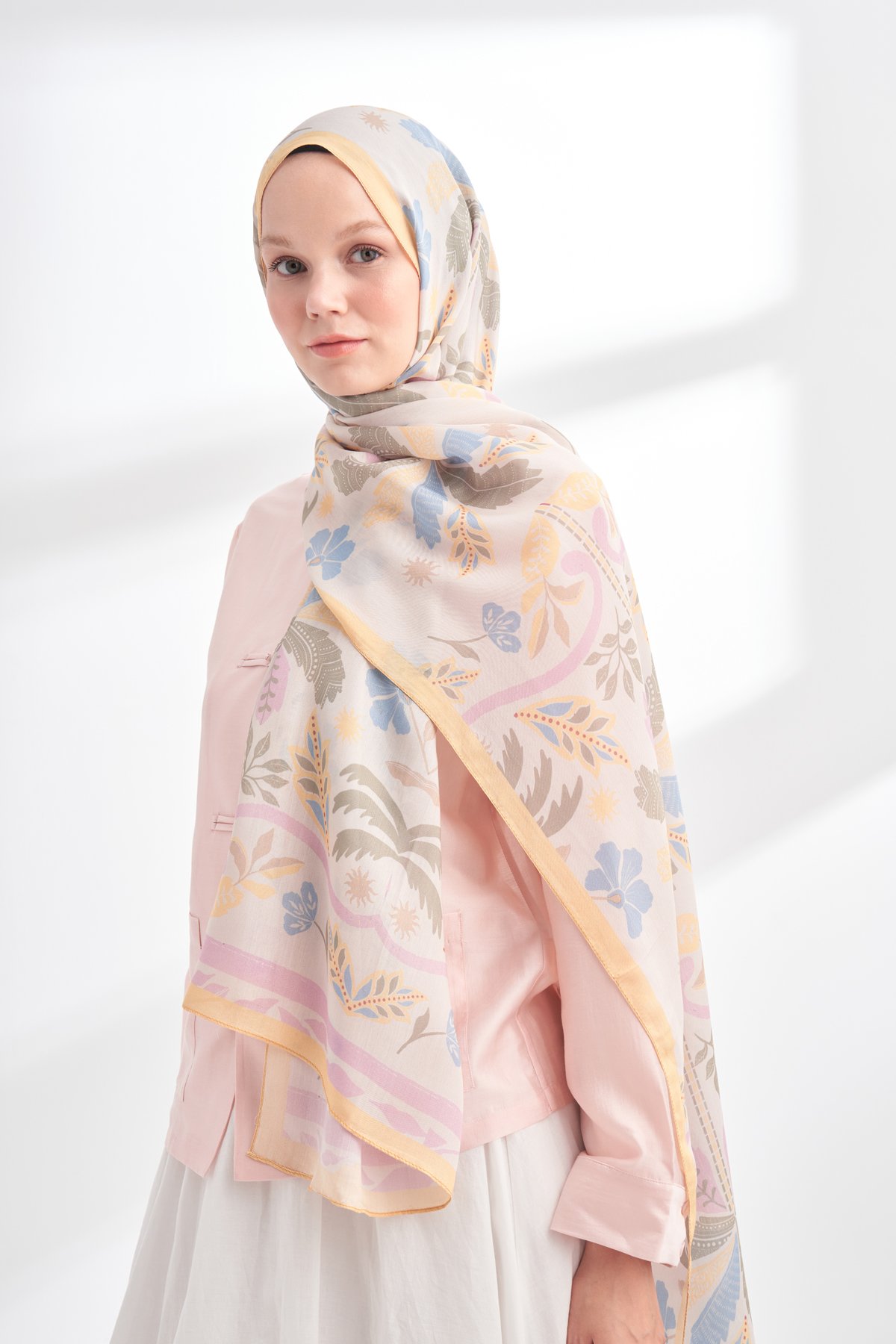 FLORAL ARCHIVE PALMERA DESEN ŞAL - BUTTER