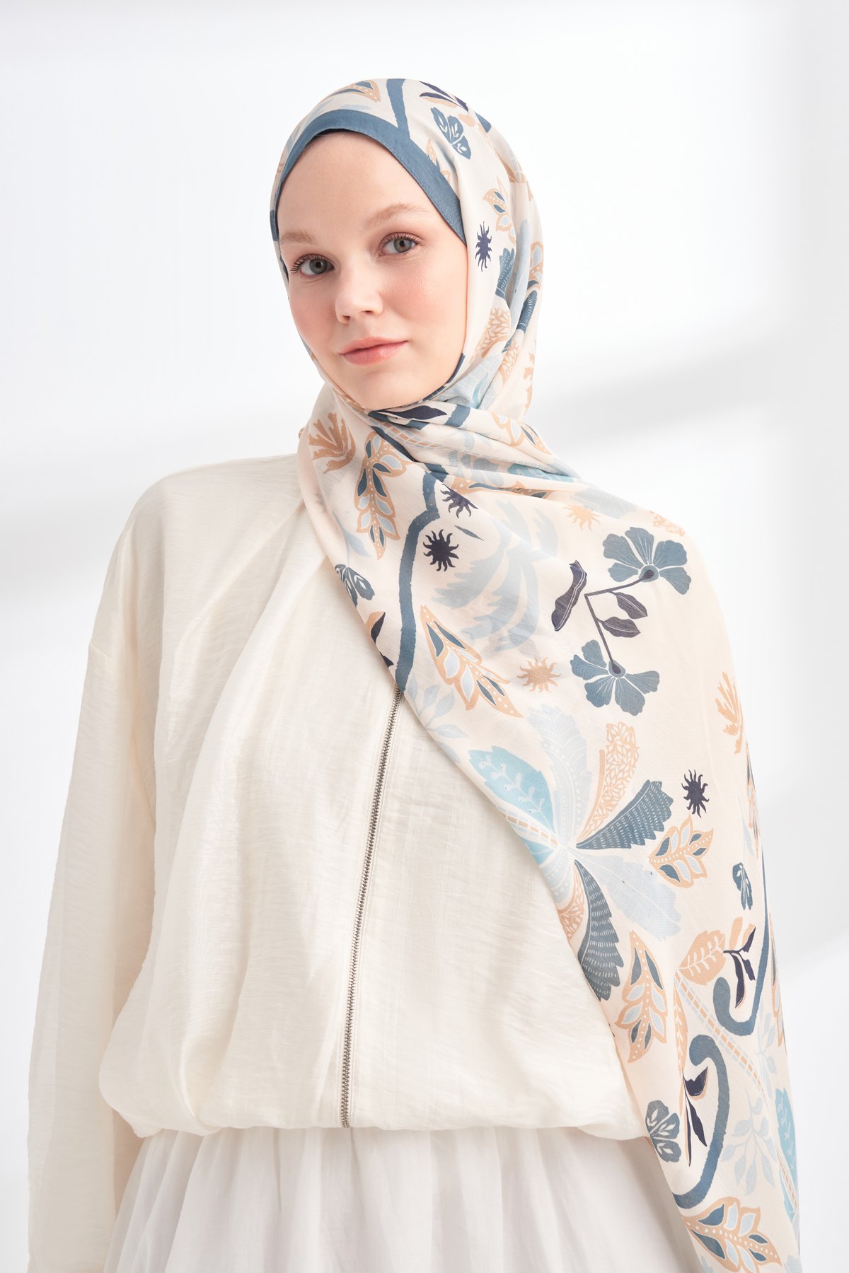 FLORAL ARCHIVE PALMERA DESEN ŞAL - İNDİGO
