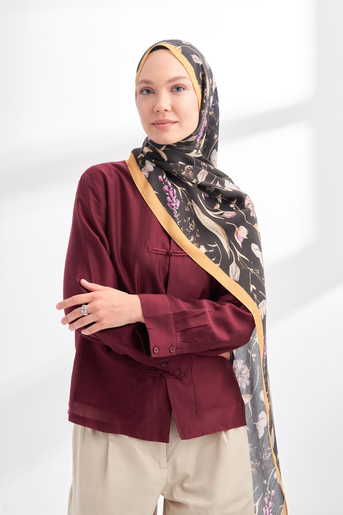 FLORAL ARCHIVE ROSALIE DESEN ŞAL - DORE - SİYAH