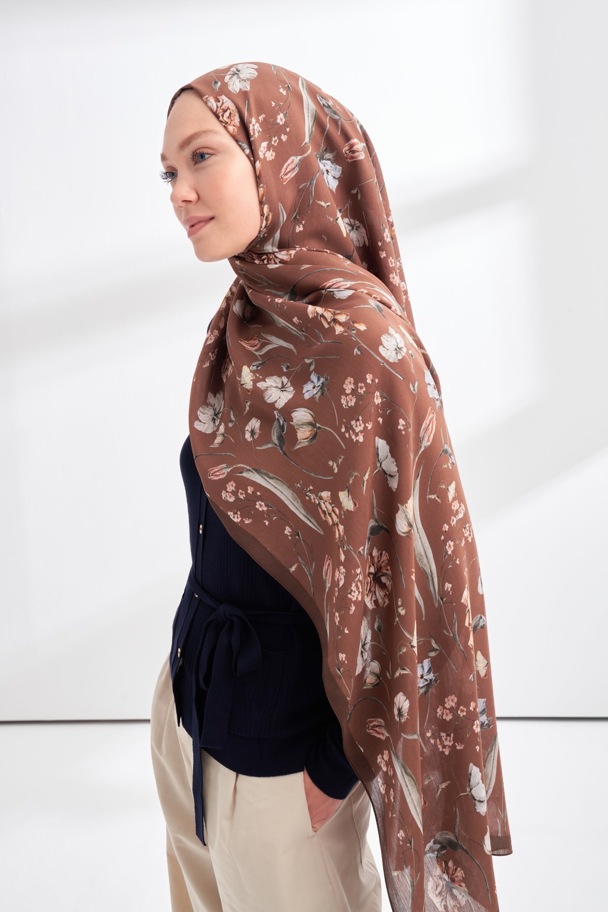 FLORAL ARCHIVE ROSALIE DESEN ŞAL - KAHVE