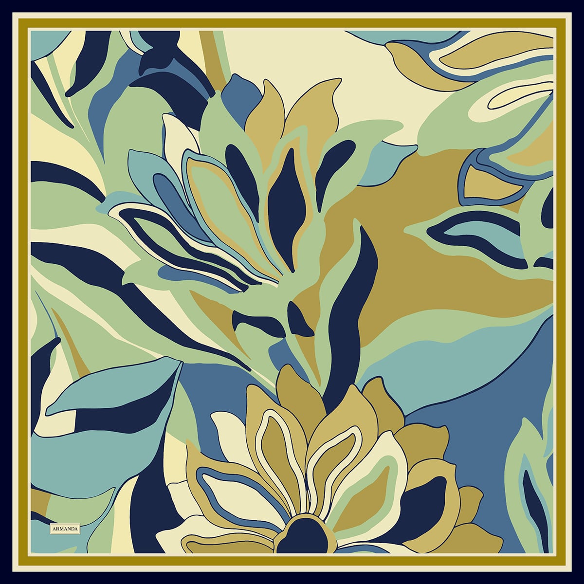 FLORAL MUSE DESEN THE TENCEL EDIT EŞARP  - MOR - YAĞ YEŞİLİ