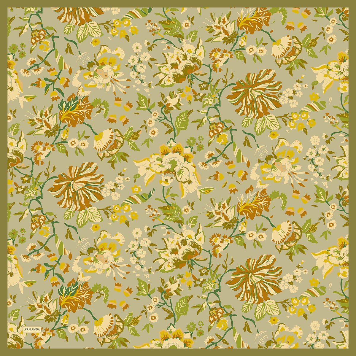GARDEN MELODY DESEN THE TENCEL EDIT EŞARP - YAĞ YEŞİLİ